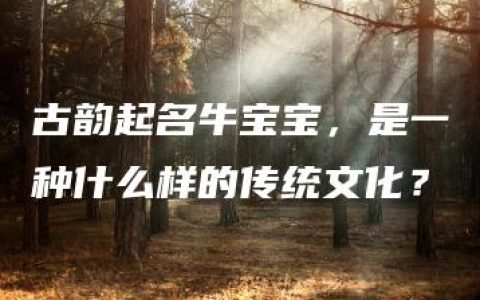 古韵起名牛宝宝，是一种什么样的传统文化？