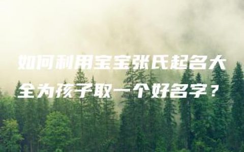 如何利用宝宝张氏起名大全为孩子取一个好名字？