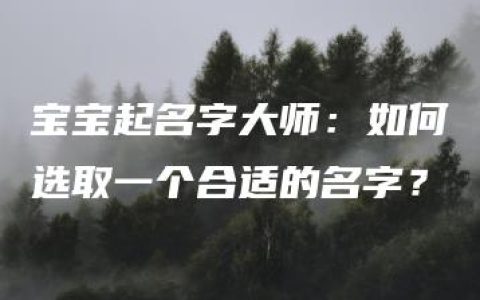 宝宝起名字大师：如何选取一个合适的名字？