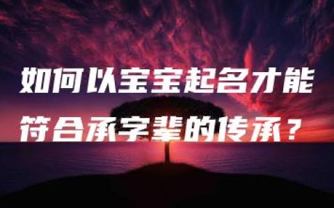 如何以宝宝起名才能符合承字辈的传承？