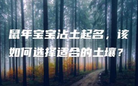 鼠年宝宝沾土起名，该如何选择适合的土壤？