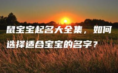 鼠宝宝起名大全集，如何选择适合宝宝的名字？