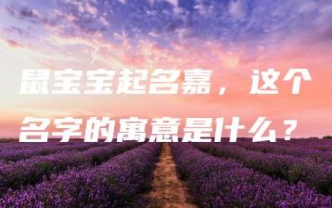 鼠宝宝起名嘉，这个名字的寓意是什么？