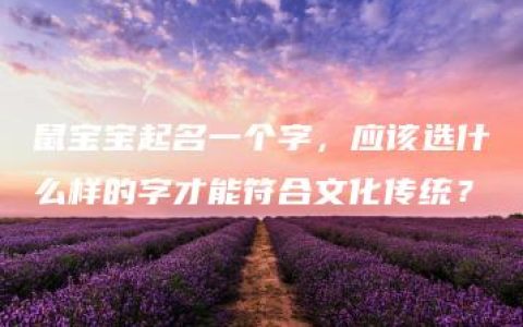 鼠宝宝起名一个字，应该选什么样的字才能符合文化传统？