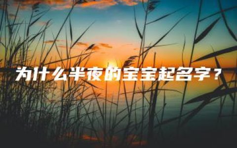 为什么半夜的宝宝起名字？