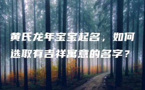 黄氏龙年宝宝起名，如何选取有吉祥寓意的名字？