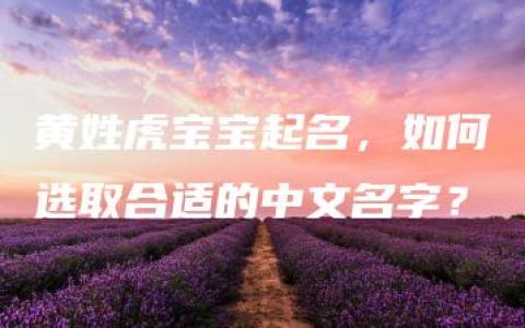 黄姓虎宝宝起名，如何选取合适的中文名字？