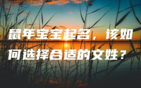 鼠年宝宝起名，该如何选择合适的文姓？