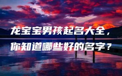 龙宝宝男孩起名大全，你知道哪些好的名字？