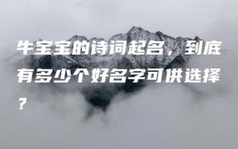 牛宝宝的诗词起名，到底有多少个好名字可供选择？