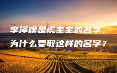 李泽啥是虎宝宝的名字，为什么要取这样的名字？