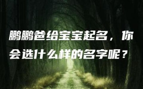 鹏鹏爸给宝宝起名，你会选什么样的名字呢？