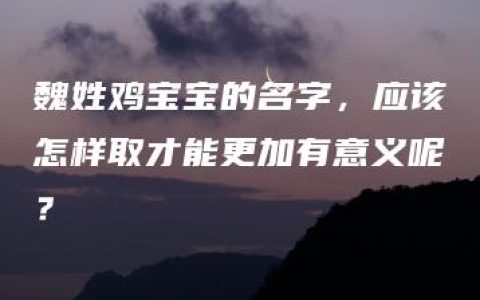 魏姓鸡宝宝的名字，应该怎样取才能更加有意义呢？