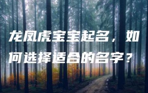 龙凤虎宝宝起名，如何选择适合的名字？