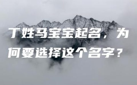 丁姓马宝宝起名，为何要选择这个名字？