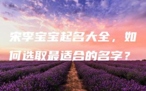 宋李宝宝起名大全，如何选取最适合的名字？