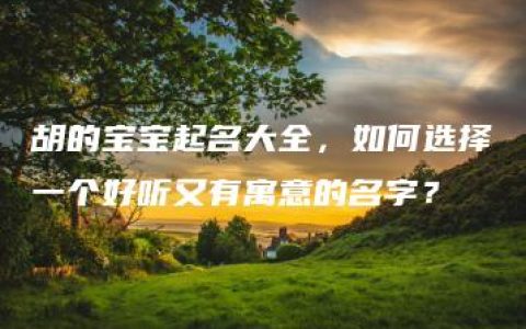 胡的宝宝起名大全，如何选择一个好听又有寓意的名字？