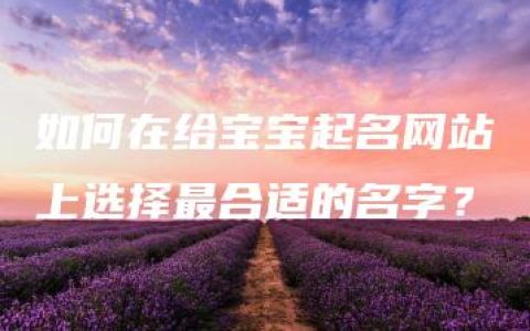 如何在给宝宝起名网站上选择最合适的名字？