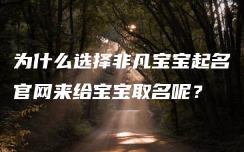 为什么选择非凡宝宝起名官网来给宝宝取名呢？