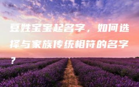 豆姓宝宝起名字，如何选择与家族传统相符的名字？