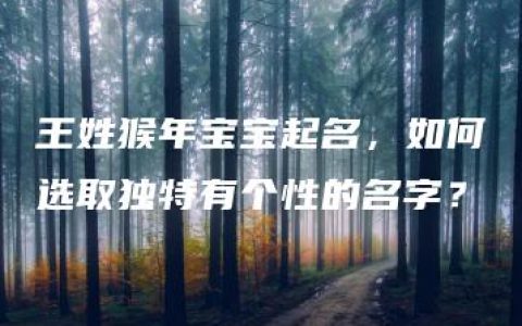 王姓猴年宝宝起名，如何选取独特有个性的名字？