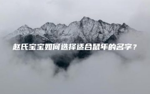 赵氏宝宝如何选择适合鼠年的名字？