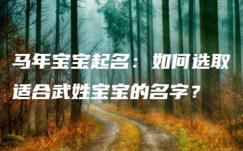 马年宝宝起名：如何选取适合武姓宝宝的名字？