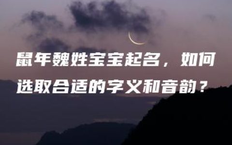 鼠年魏姓宝宝起名，如何选取合适的字义和音韵？