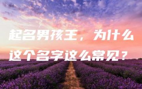 起名男孩王，为什么这个名字这么常见？