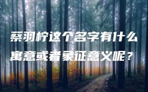 蔡羽柠这个名字有什么寓意或者象征意义呢？