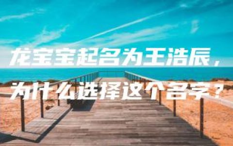 龙宝宝起名为王浩辰，为什么选择这个名字？