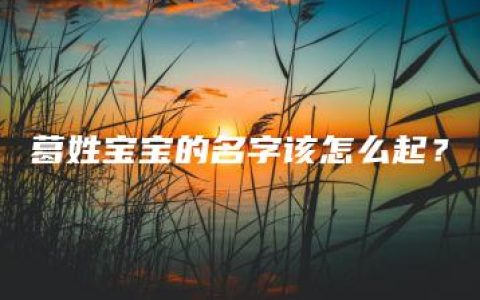 葛姓宝宝的名字该怎么起？