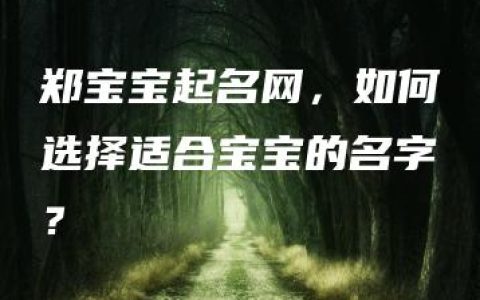 郑宝宝起名网，如何选择适合宝宝的名字？