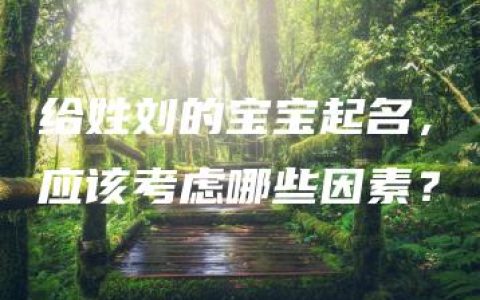 给姓刘的宝宝起名，应该考虑哪些因素？