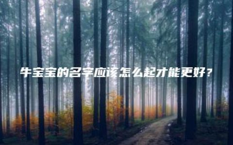 牛宝宝的名字应该怎么起才能更好？