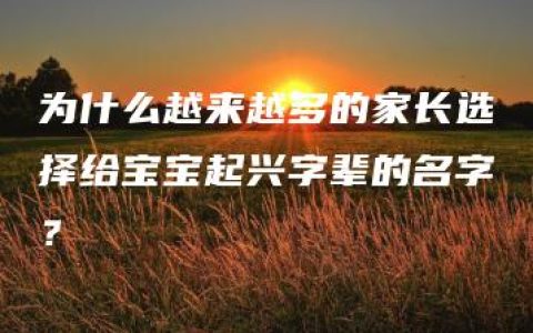 为什么越来越多的家长选择给宝宝起兴字辈的名字？