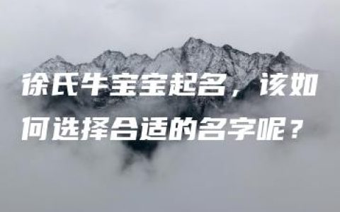 徐氏牛宝宝起名，该如何选择合适的名字呢？