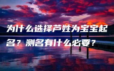 为什么选择芦姓为宝宝起名？测名有什么必要？