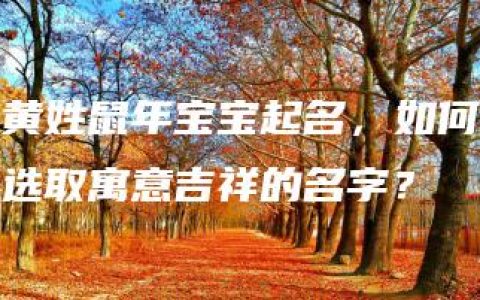 黄姓鼠年宝宝起名，如何选取寓意吉祥的名字？