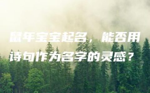 鼠年宝宝起名，能否用诗句作为名字的灵感？