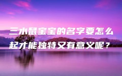 三水鼠宝宝的名字要怎么起才能独特又有意义呢？