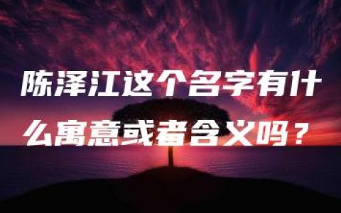 陈泽江这个名字有什么寓意或者含义吗？