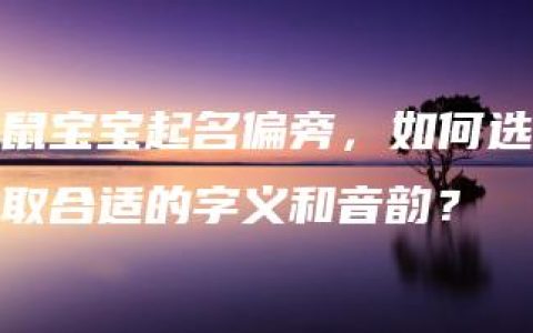 鼠宝宝起名偏旁，如何选取合适的字义和音韵？