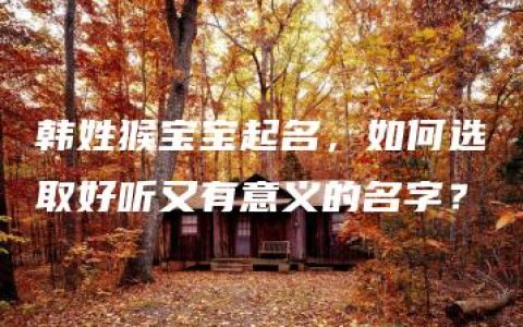 韩姓猴宝宝起名，如何选取好听又有意义的名字？