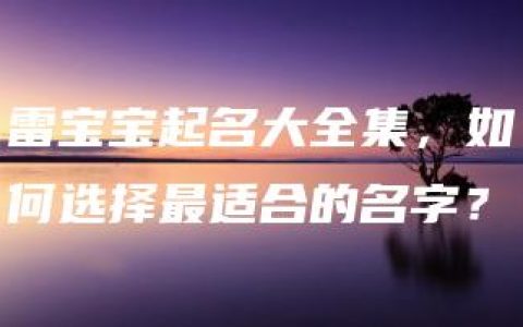 雷宝宝起名大全集，如何选择最适合的名字？