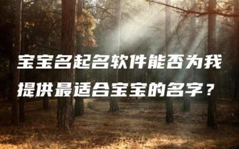 宝宝名起名软件能否为我提供最适合宝宝的名字？