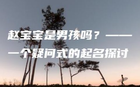 赵宝宝是男孩吗？——一个疑问式的起名探讨