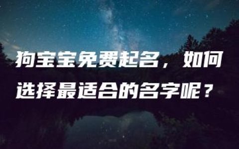 狗宝宝免费起名，如何选择最适合的名字呢？