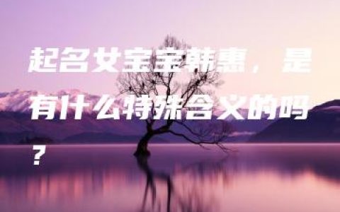 起名女宝宝韩惠，是有什么特殊含义的吗？