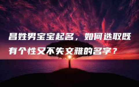 昌姓男宝宝起名，如何选取既有个性又不失文雅的名字？